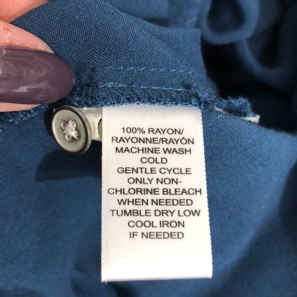 Lou & Grey Blue Twill Drawstring Shirtdress XS EUC - Picture 6 of 7